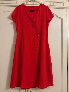 Chic Red Button-Down Dress