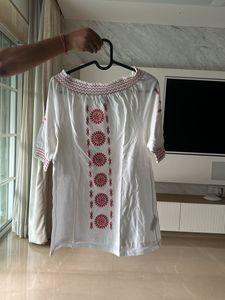 Embroidered Off-Shoulder Top
