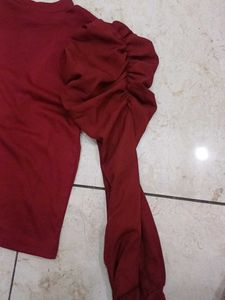 Burgundy Puff Sleeve Top