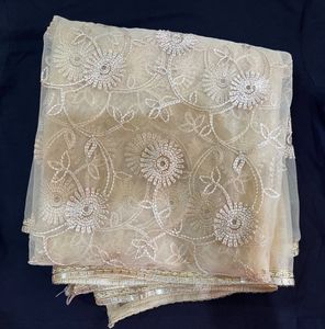 Golden Long Dupatta With Gota Patti On Sides