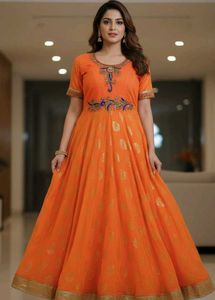 Elegant Orange Ethnic Gown