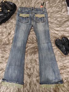 Vintage Bootcut Low Waist Patchwork Denim Jeans