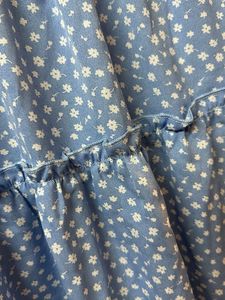 Floral Blue Crop Top And Skirt