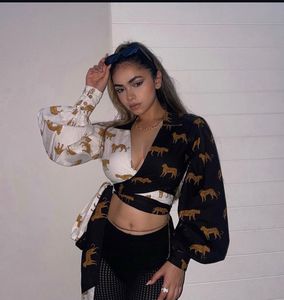 Animal Print Wrap Top