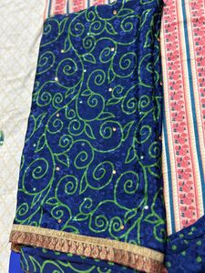 Blue Crepe Saree