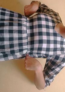 Checked Design Above Knee Length Loose Mini Dress