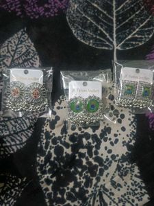Boho Style Silver Tone Earrings 3 Combo