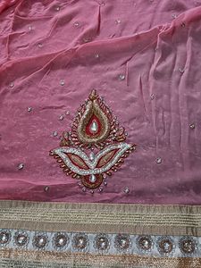 Pink Saree With Beautiful Work