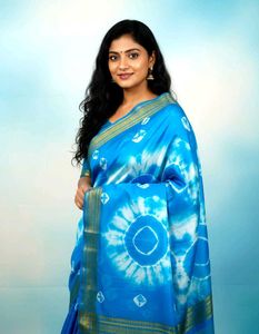 Blue Tie-Dye Saree