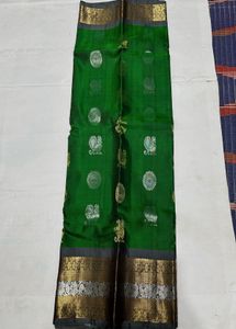 Green &amp; Grey Pure Kanchipuram Silk Saree