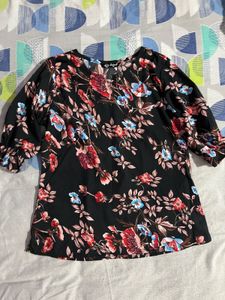 Elegant Black Floral Top – Stylish & Comfortable