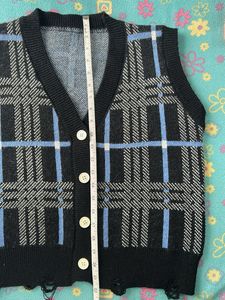 Plaid Knit Vest Top