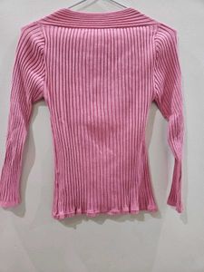 Super Cute Pink Deep Scoop Neck Top