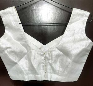 Silver Shimmer Stitched Blouse🤍 Full Margin