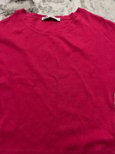 Zara Cropped Boxy Tee - Bright Pink