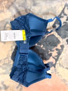 Elegant Lace Padded Bra – Navy Blue