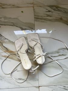 Shein White Tie Up Heels