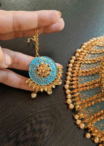 Women Light Blue Choker Set