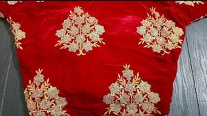 Designer Red Velvet Embroidered Blouse