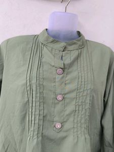 Olive Green Button-Up Top