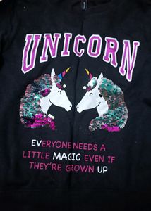 Black Unicorn Top With Sequins