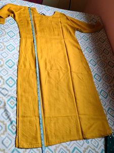 Mustard Yellow Embroidered Kurti