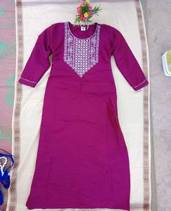 Embroidered Magenta Kurti