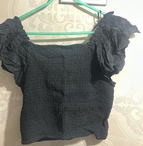 Black Smocked Top