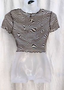 4111. Zebra Print Sheer Crop Top