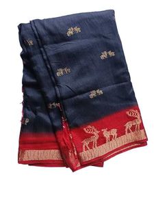 Dola Silk Softy Crush Saree | Black &amp; Red Traditio