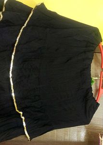 Black &amp; Gold Tiered Midi Skirt