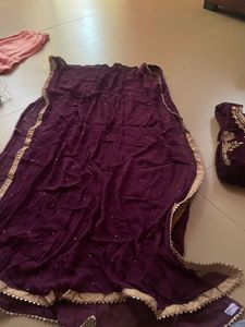 Purple &amp; Gold Embellished Fabric