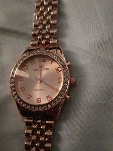 Rose Gold Crystal Accent Watch