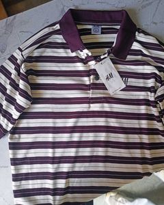 H&amp;M Polo Neck, Snap Buttons, Regular Fit T-shirt