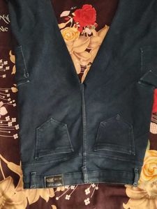 Dark Blue Denim Cargo Pants