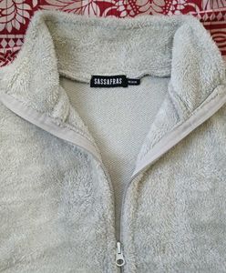 Grey Fuzzy Faux Fur Tailored Jacket