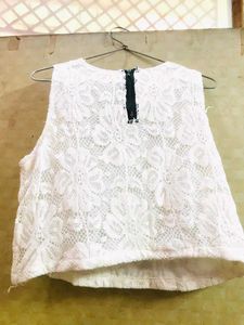 White Lace Crop Top