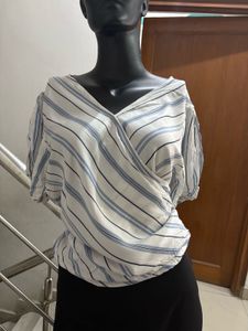 Stripped V Neck Top