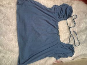 Cute Blue Off-Shoulder Top