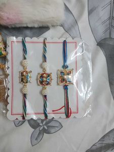 Brand New Rakhi With Silk Bag And Kids Pouch