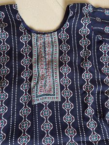 Navy Blue Printed Salwar Kameez Suit