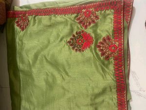 Embroidered Green Saree