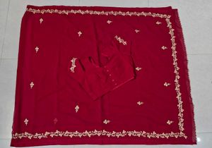 Elegant Red Embroidered Saree