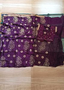 Purple heavy work Saree N blouse