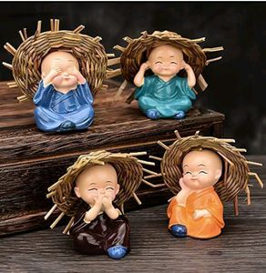 India Hub Plastic Monk Buddha Figurines with Cap