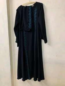 Black Burqa With Blue stones