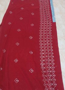 Maroon &amp; Silver Saree