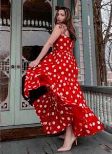 Red Polka Dot Fit &amp; Flare Midi Dress, Retro Style❤
