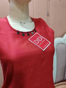 New Red Bohemian Sleeveless Kurta