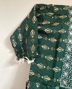 Green Printed Kurti Dress